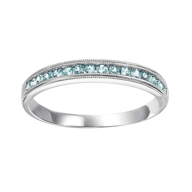 custom promise ring for couples -Blue Topaz Stackable Ring