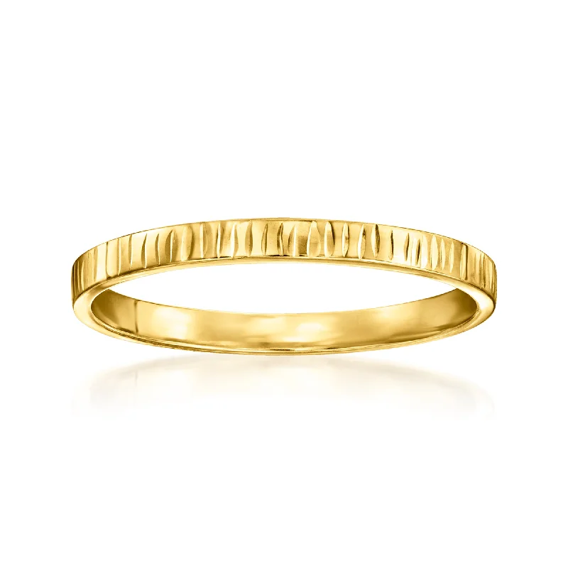 sterling silver ring for women -Canaria Italian 10kt Yellow Gold Textured Ring