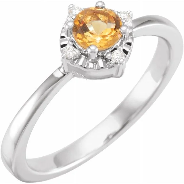 gemstone ring for men -Citrine Ring with Diamonds