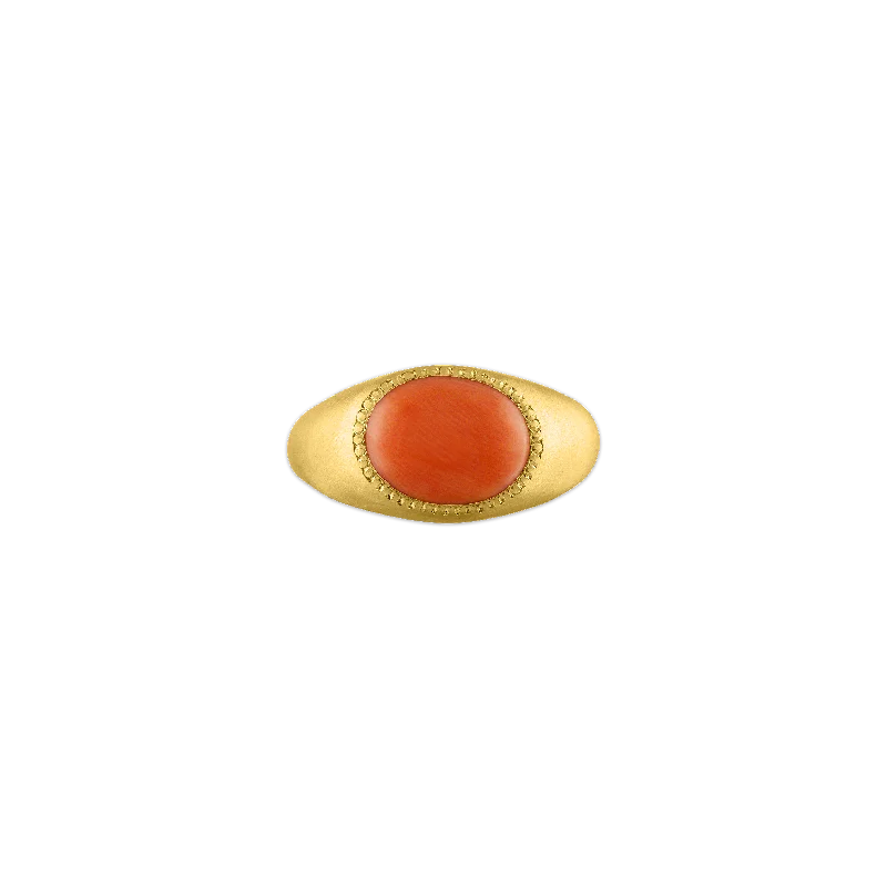 gold cocktail ring for women -Antique Coral Roz Ring