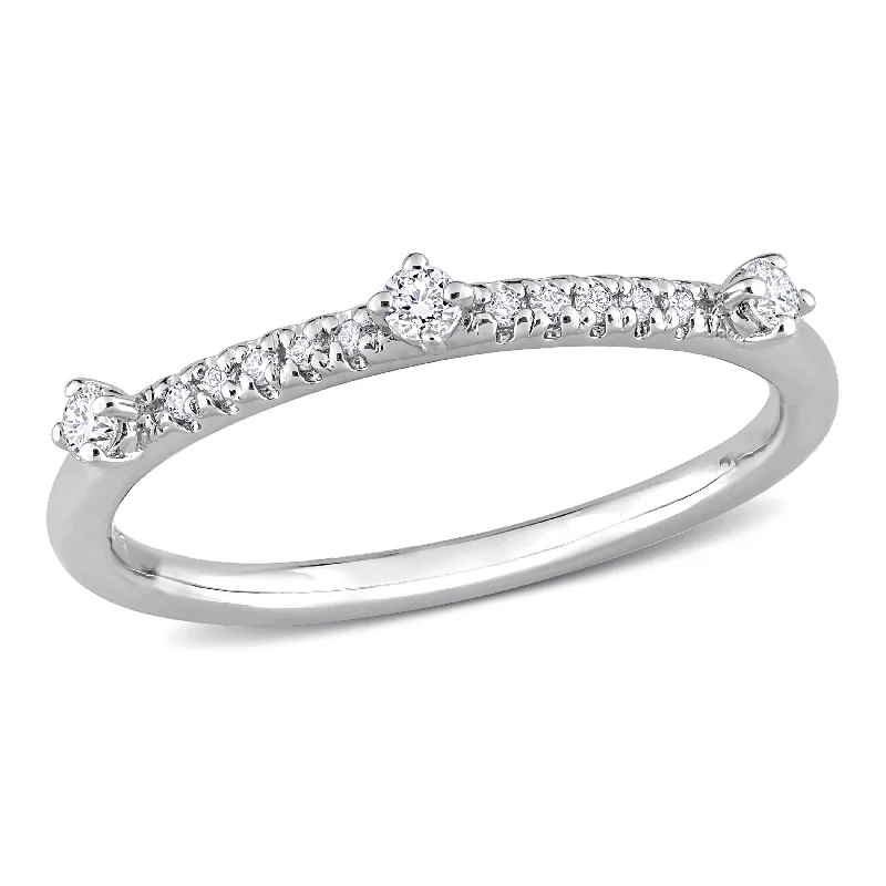 women’s silver ring with crystals -Created Forever 1/7ct TW Lab-Grown Diamond Semi-Eternity Ring in Platinum Silver