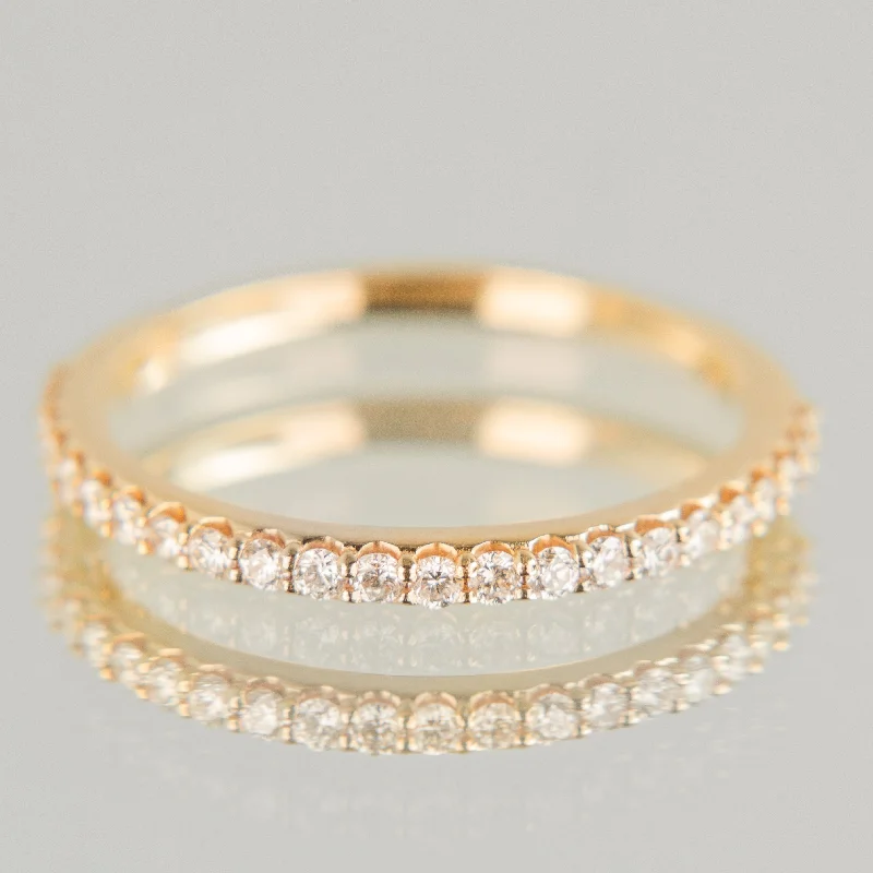 wedding rings with diamonds for women -Pavé Half Hoop Band