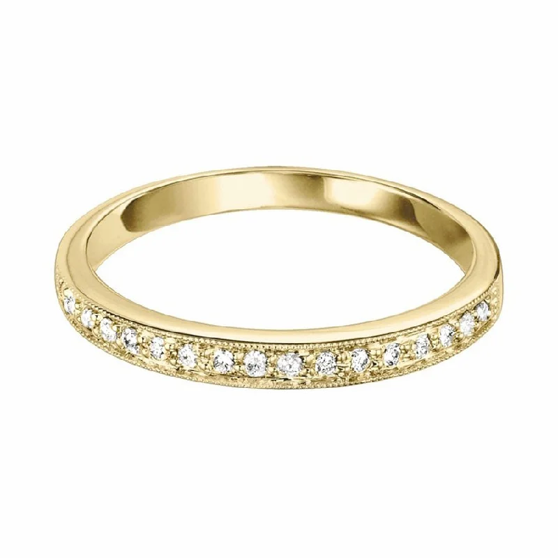 minimalist engagement ring for women -Diamond Stacking Band in Yellow Gold with Milgrain