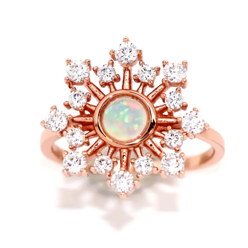 custom letter ring for women -Ella Opal Burst Ring