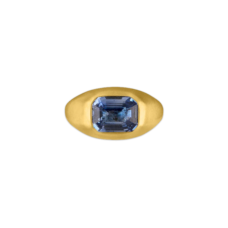 men’s platinum wedding band -Blue Sapphire Roz Ring