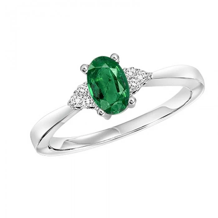 cubic zirconia ring for women -Emerald Ring with Diamond Accents