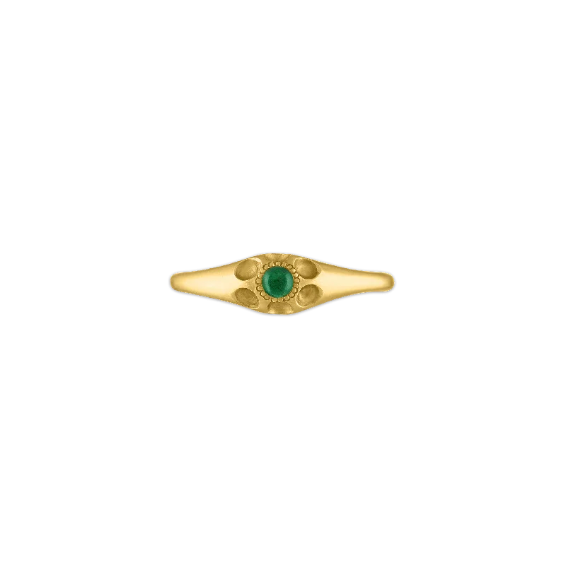 elegant gold ring for women -Emerald Rosette Souvenir Ring