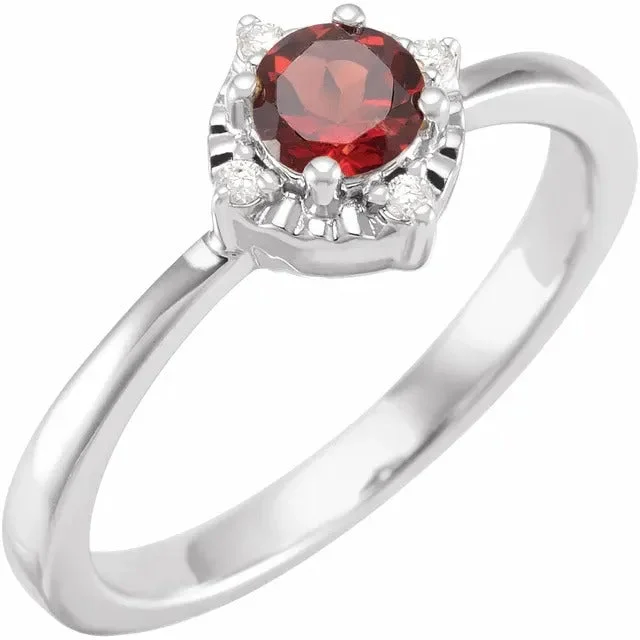 opal engagement ring for women -Garnet Ring with Diamonds