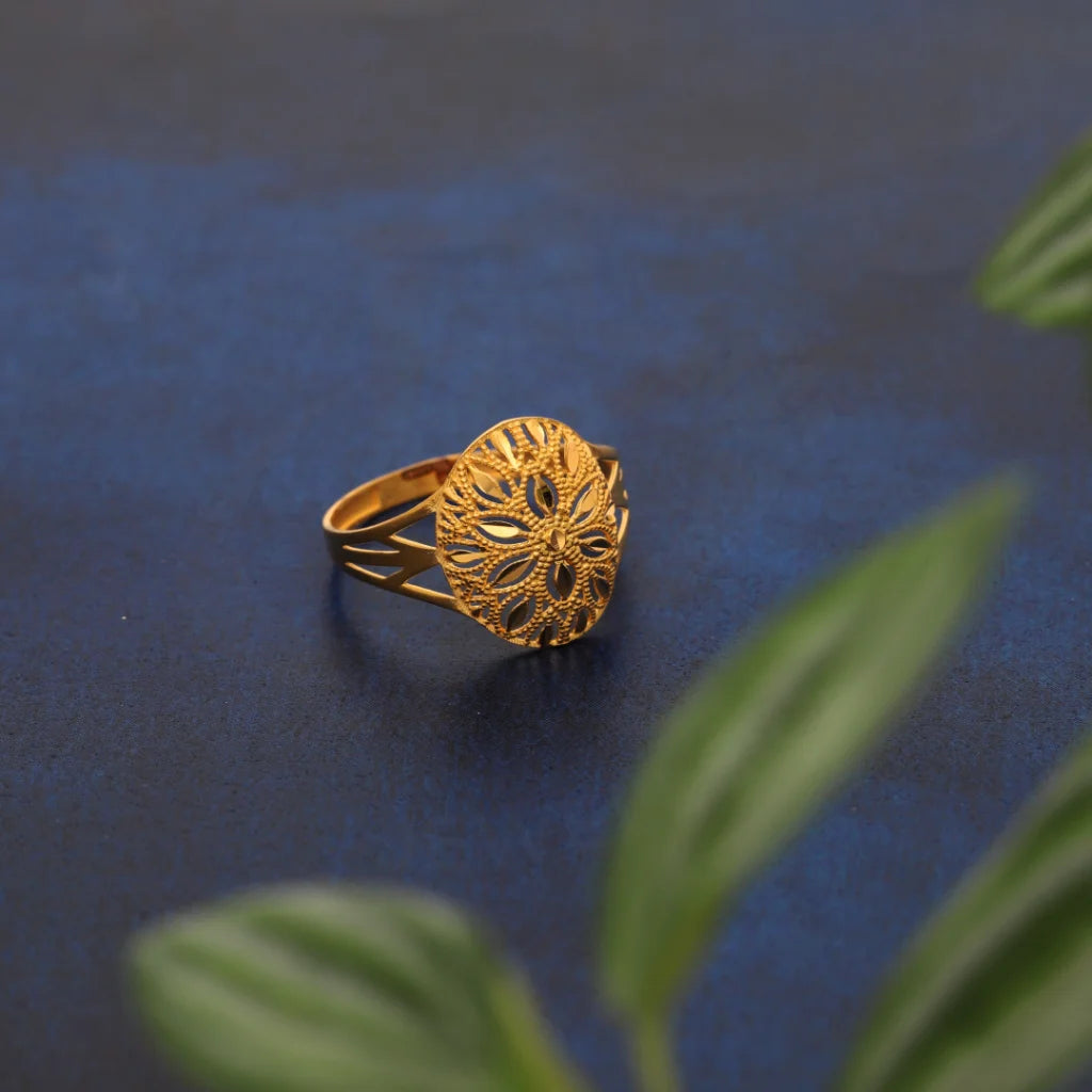 custom promise ring for couples -Gold Flora Design Ring 21KT - FKJRN21KM8545