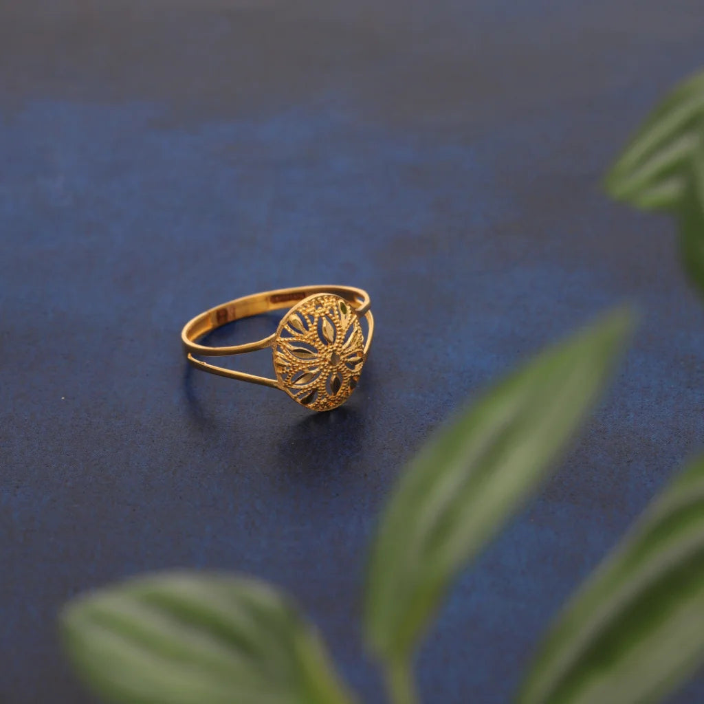 minimalist engagement ring for women -Gold Floral Design Ring 21KT - FKJRN21KM8550