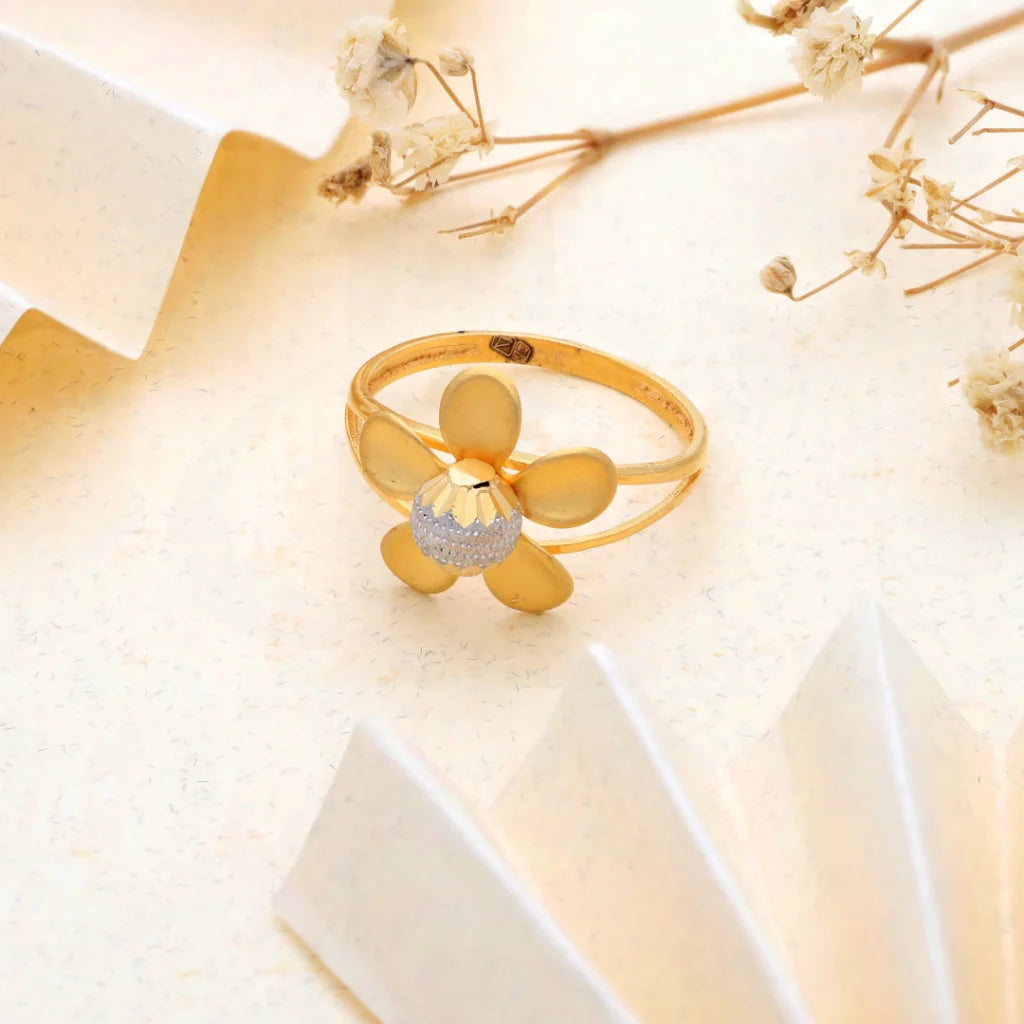 sapphire ring for wedding -Gold Open Flower Ring 21KT - FKJRN21KM8508