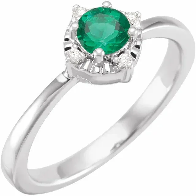 women’s statement rings for parties -Lab Created Emerald Ring with Diamonds