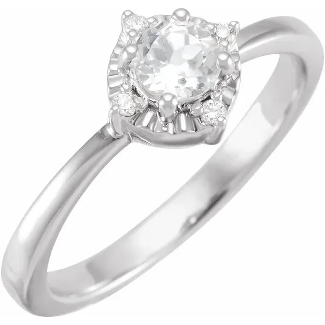 diamond solitaire ring for women -Lab Created White Sapphire Ring with Diamonds