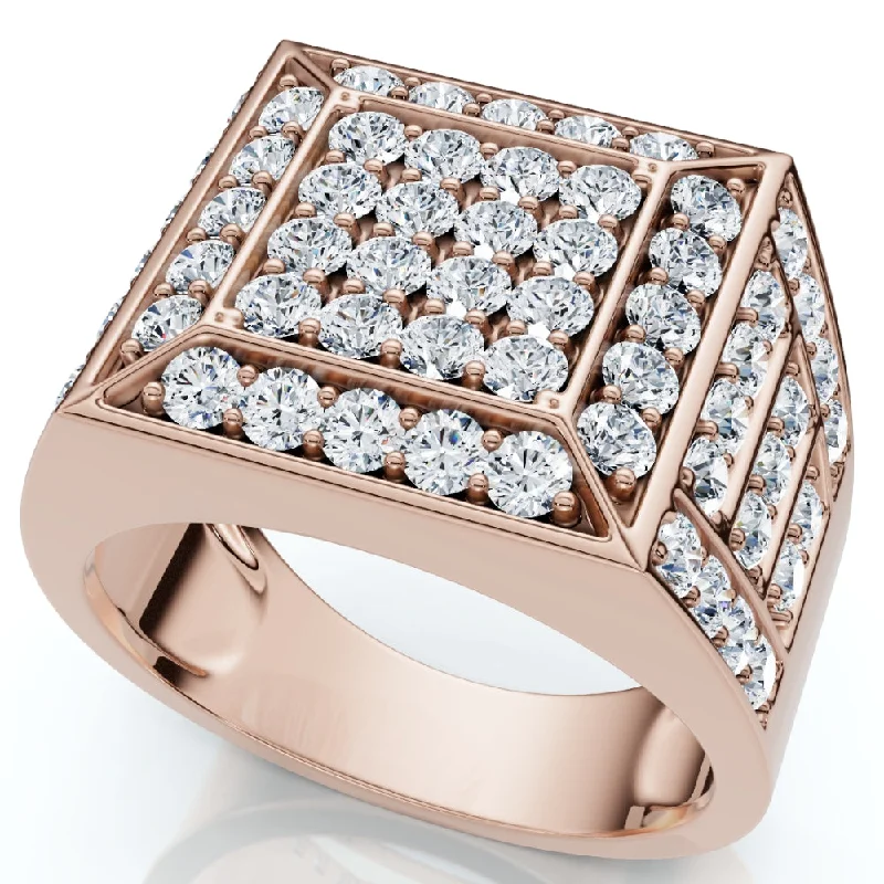 women’s gold ring with pearls -Men's 3Ct Square Diamond Fashion Pinky Ring 10k Gold Lab Grown