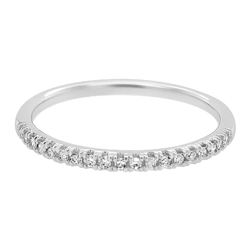 wedding rings for couples -Pave Diamond Stacking Band in White Gold- 0.10 ctw.