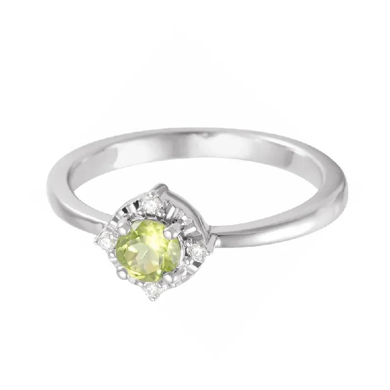 gold ring for men with initials -Peridot Ring with Diamonds