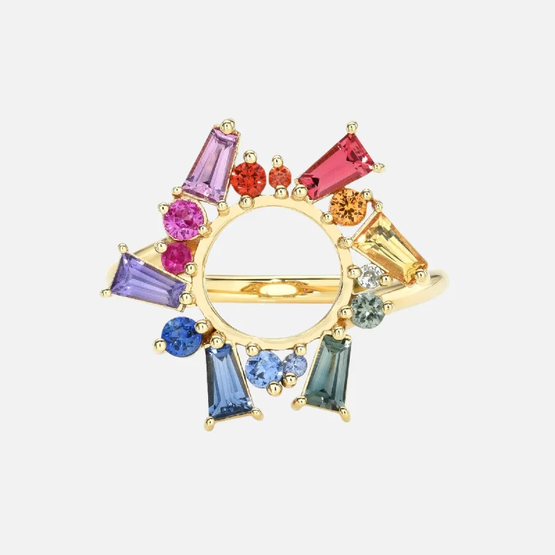 princess cut engagement ring for women -Rainbow Sapphire Ring