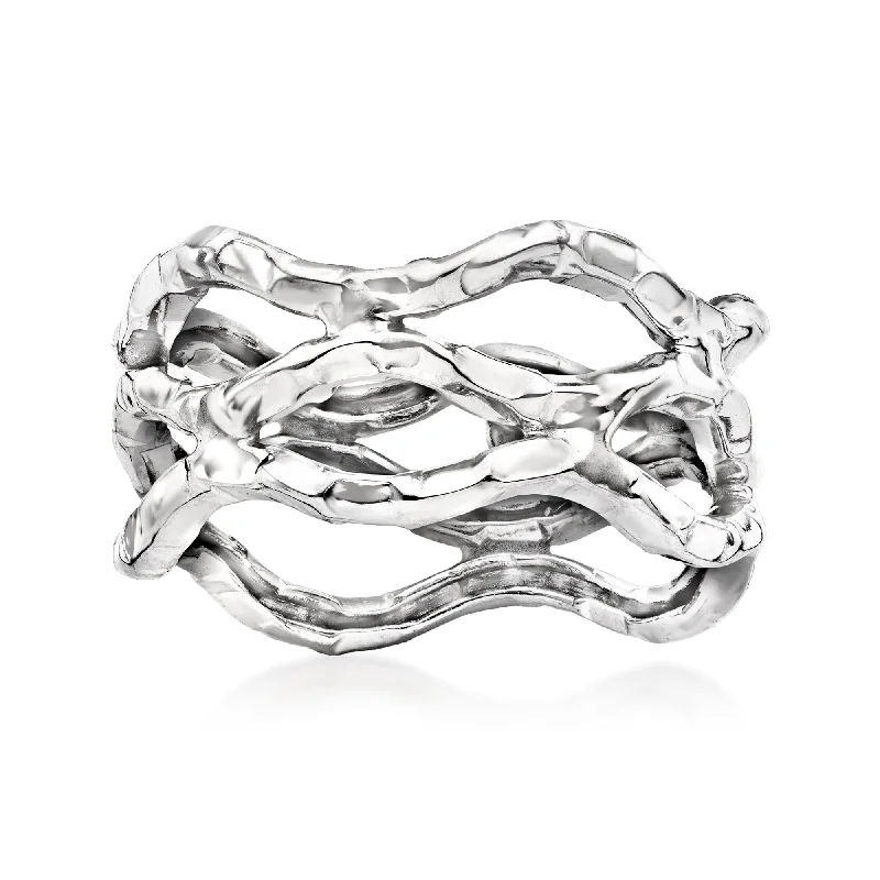 affordable engagement rings for women -Ross-Simons 14kt White Gold Wavy Open-Space Ring