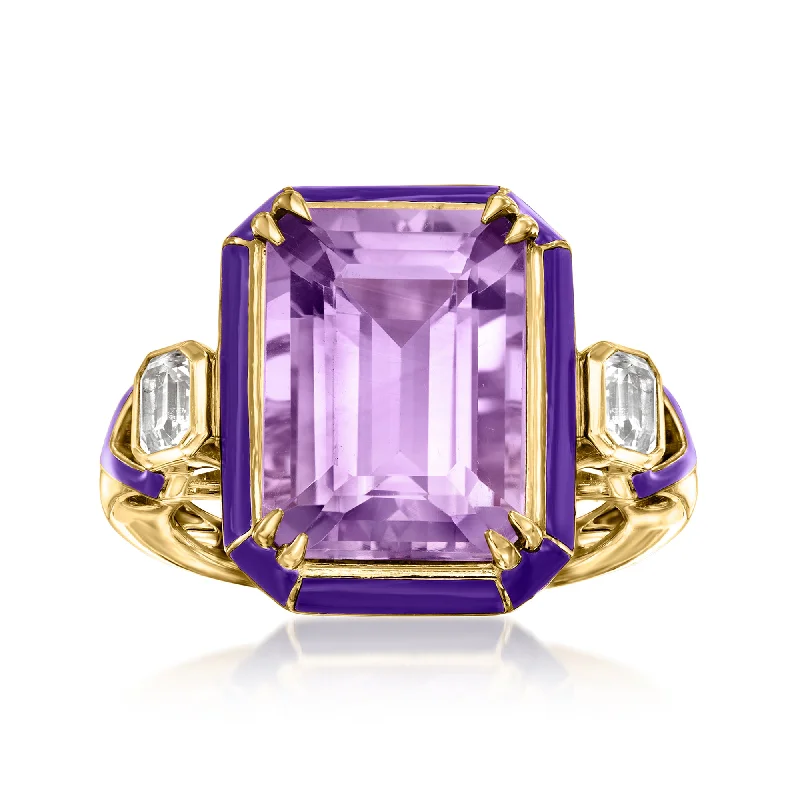 platinum engagement ring with diamonds -Ross-Simons Amethyst and . White Topaz Ring in 18kt Gold Over Sterling