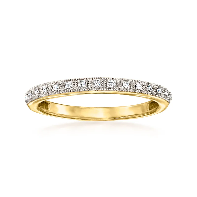 unique gold engagement ring for her -Ross-Simons Diamond-Accented Milgrain Ring in 18kt Gold Over Sterling