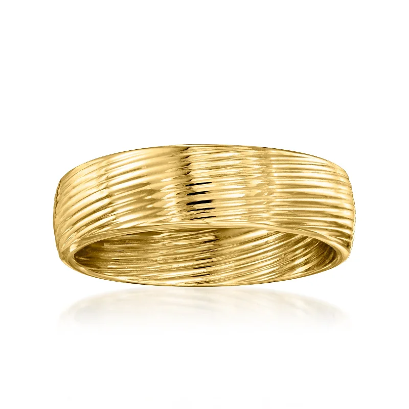 matching rings for couples -Ross-Simons Italian 14kt Yellow Gold Ribbed Ring