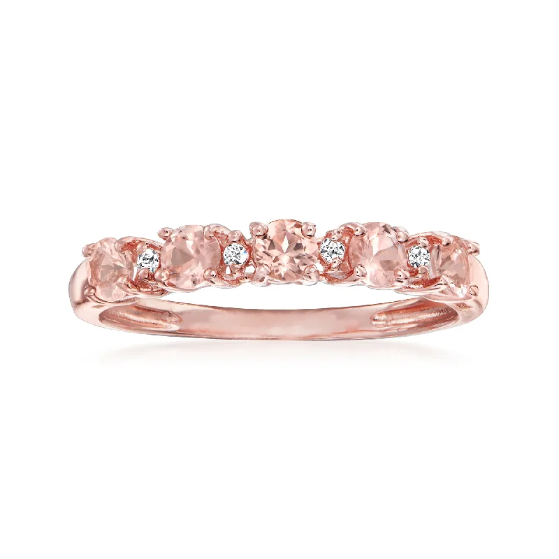 vintage engagement ring for men -Ross-Simons Morganite Ring With Diamond Accents in 18kt Rose Gold Over Sterling