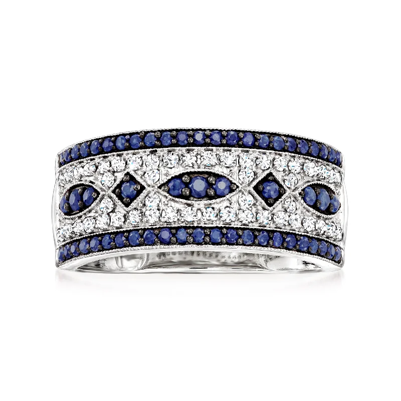 gold wedding ring for men with diamonds -Ross-Simons Sapphire and . Diamond Ring in 14kt White Gold