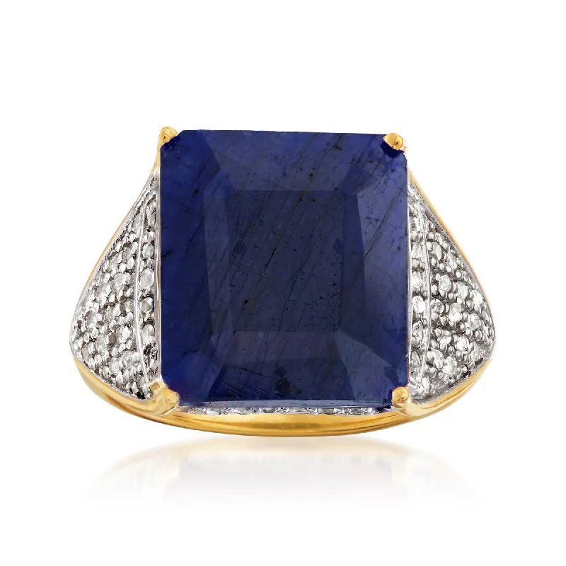 simple diamond wedding ring for women -Ross-Simons Sapphire and . White Topaz Ring in 18kt Gold Over Sterling