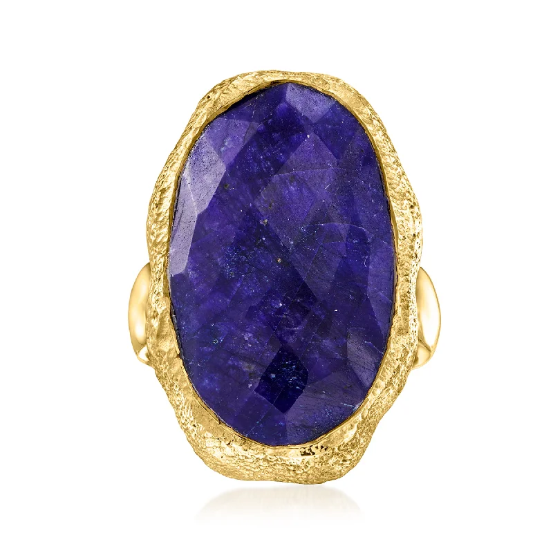 halo engagement ring for women -Ross-Simons Sapphire Ring in 18kt Gold Over Sterling