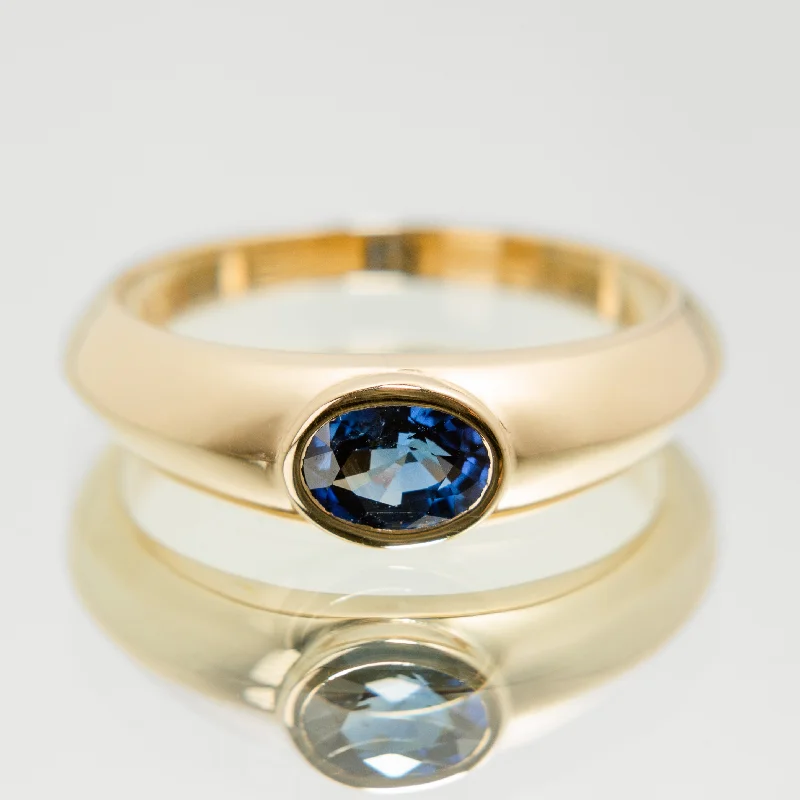 sapphire wedding ring for women -Royal Blue Sapphire Signet Ring in 14k Yellow Gold