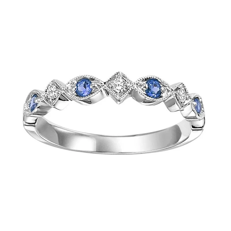 sterling silver wedding rings for men -Sapphire and Diamond Mixable Ring