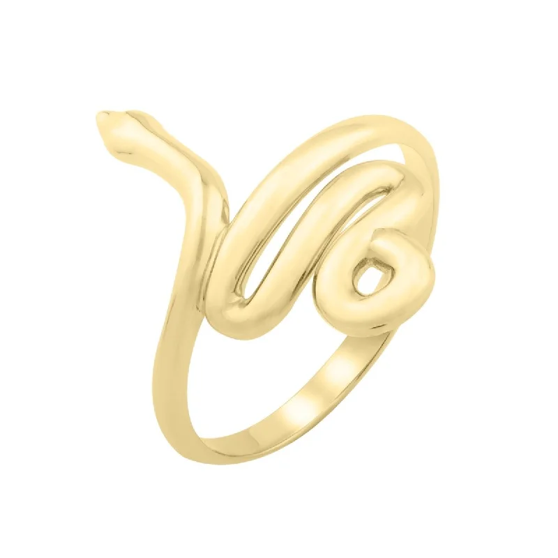 men’s platinum wedding band -Serpentine Snake Ring in 14k Yellow Gold