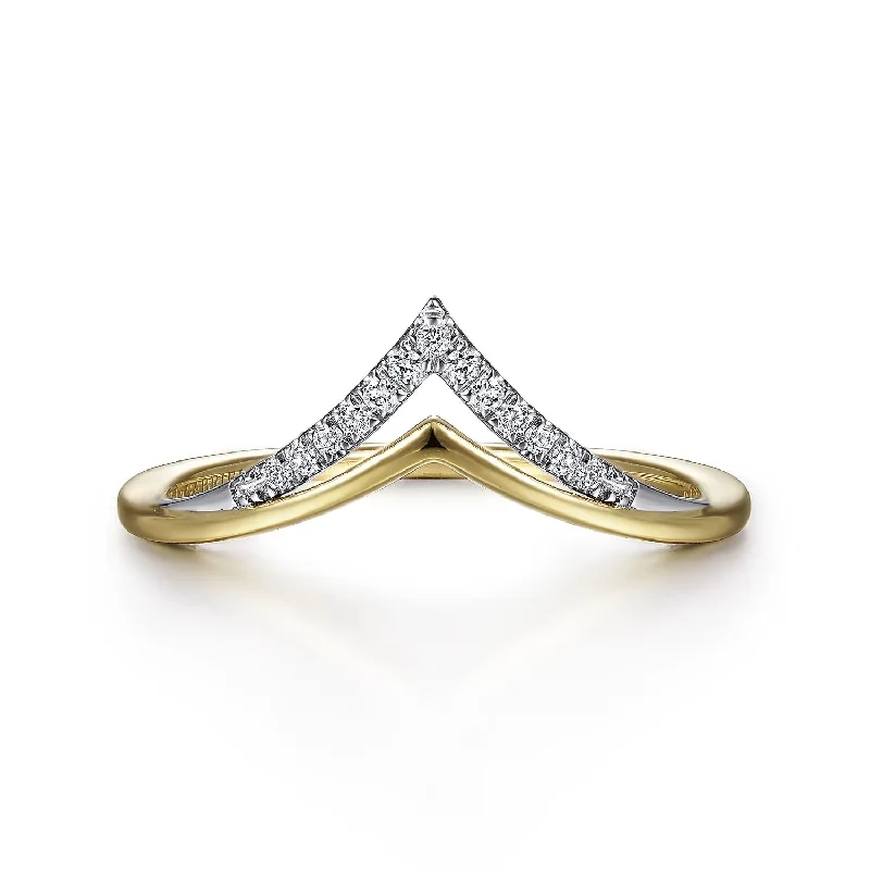 moonstone ring for women -Two-Tone Gold Diamond Chevron Ring