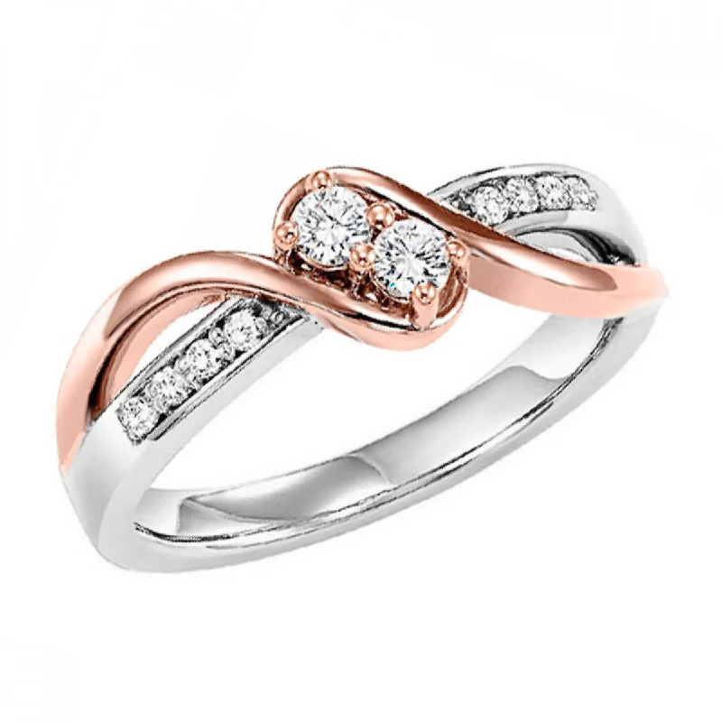 custom letter ring for women -Twogether Rose and White Gold Diamond Ring, .20ctw.