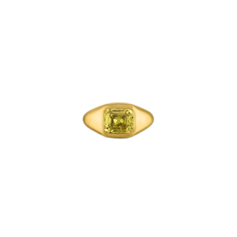 custom name ring for women -Yellow Emerald Cut Sapphire Gaea Roz Ring