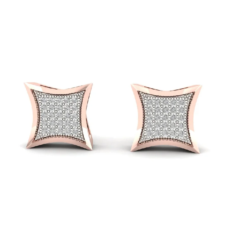 colorful stud earrings for women -1/6ct TDW Diamond Cluster Stud Earrings in 10K Rose Gold - Pink