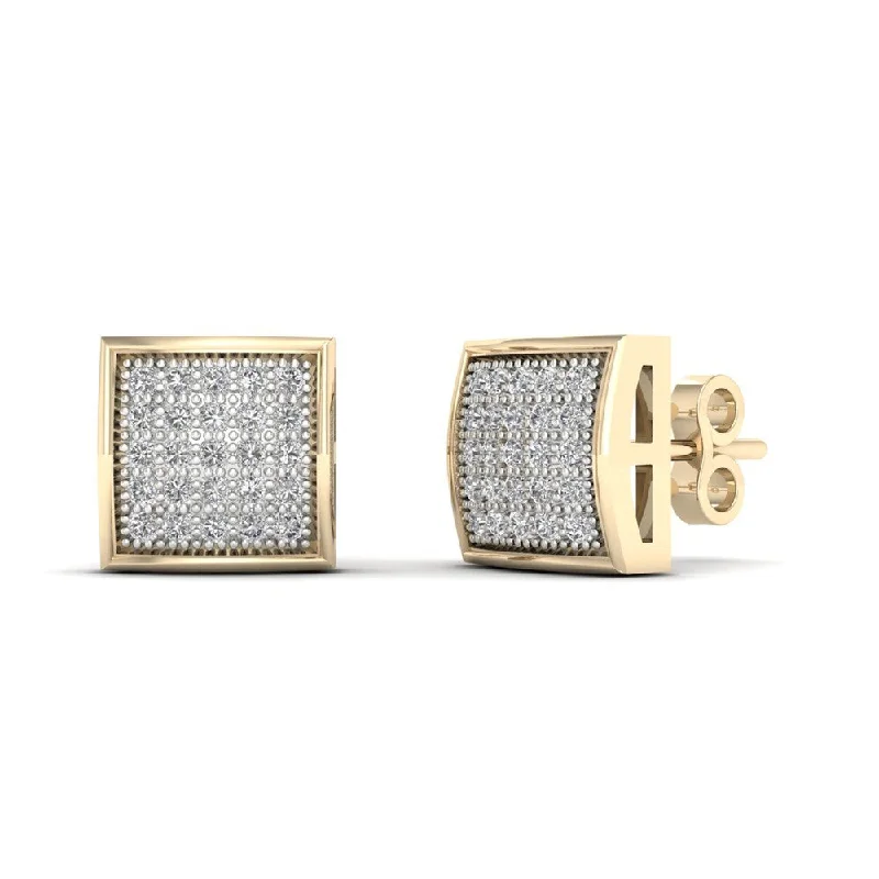 minimalist stud earrings for women -10k Yellow Gold 1/6ct TDW Diamond Cluster Stud Earrings