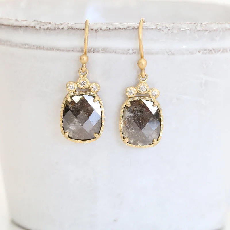 large gemstone stud earrings for women -2.26ct dark grey diamond earrings