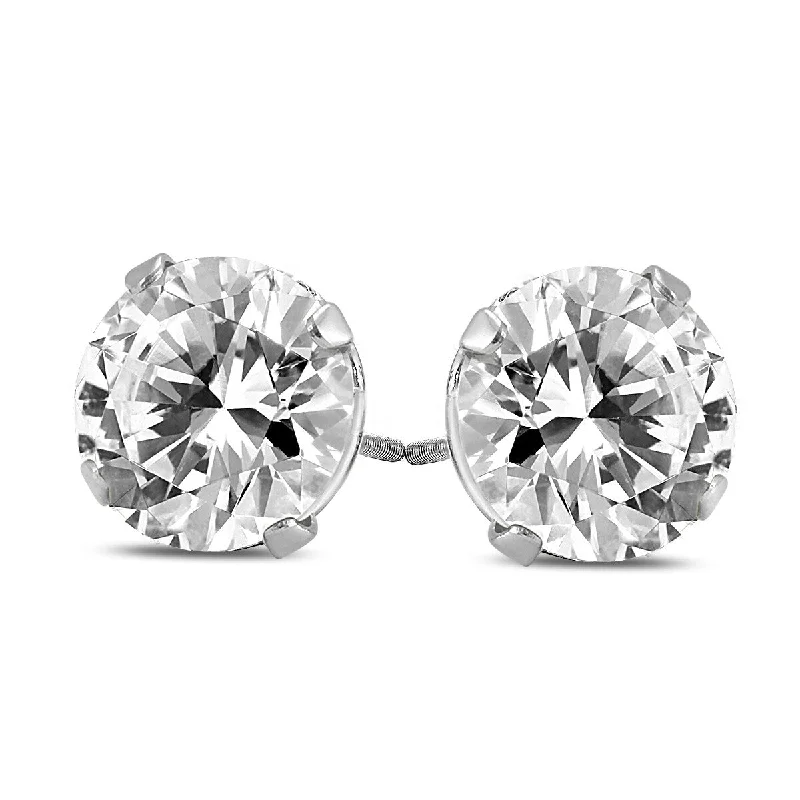 heart-shaped stud earrings for kids -AGS Certified (J-K Color, SI1-SI2 Clarity) 3/4 Carat TW Round Diamond Solitaire Stud Earrings In 14k White Gold