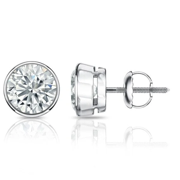 flower stud earrings for women -Auriya 14k Gold Certified 2.20 ct. TDW Bezel Set Round Diamond Stud Earrings