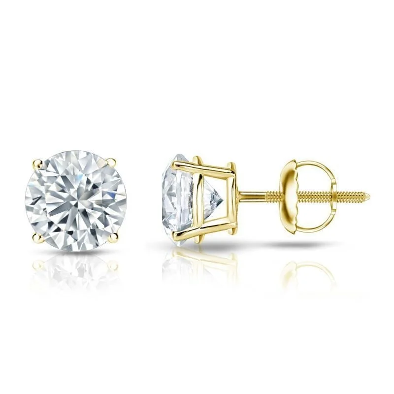 small stud earrings for girls -Auriya 18k Gold Certified 4.70 carat TW Round Diamond Stud Earrings