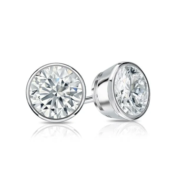 large stud earrings for special occasions -Auriya 4 1/5ctw Round Diamond Stud Earrings Bezel-set 18k Gold - GIA Certified