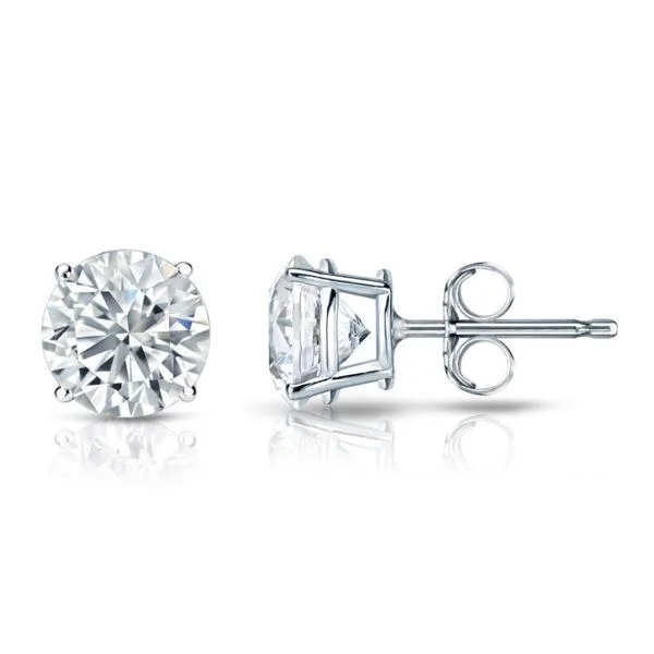 trendy crystal stud earrings for women -Auriya Platinum Certified 1.70 carat TDW Round Diamond Stud Earrings