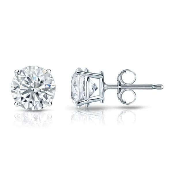 colorful stud earrings for women -Auriya Platinum Certified 4 1/5 carat TDW Round Diamond Stud Earrings