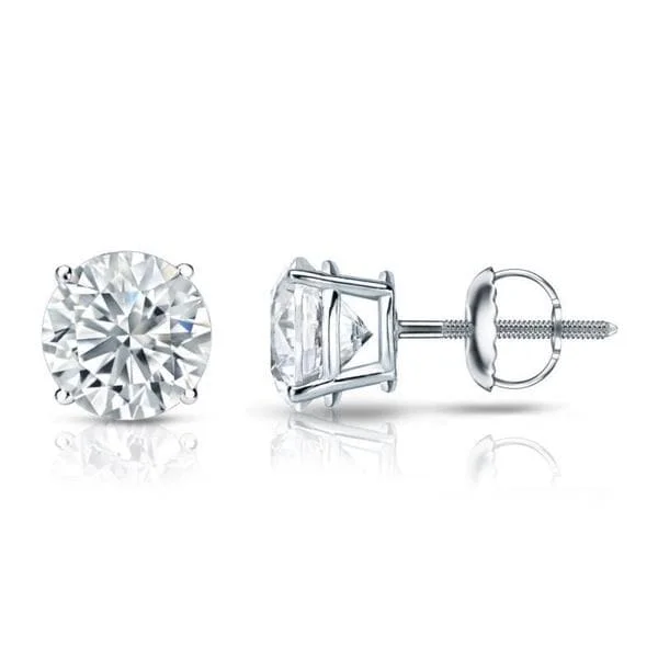 flower-shaped stud earrings for women -Auriya Platinum GIA Certified 1.00 carat TDW Round Diamond Stud Earrings