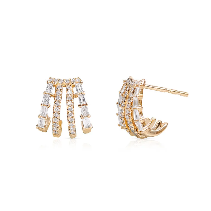 fancy crystal stud earrings for parties -ANGELICA BAGUETTE DIAMOND CAGE EARRINGS