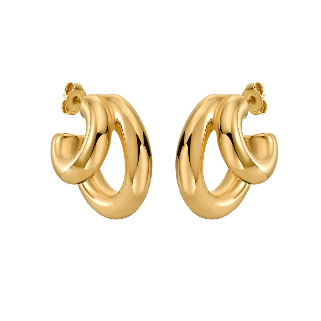 bridal stud earrings for women -CHUNKY SPLIT HOOP EARRINGS