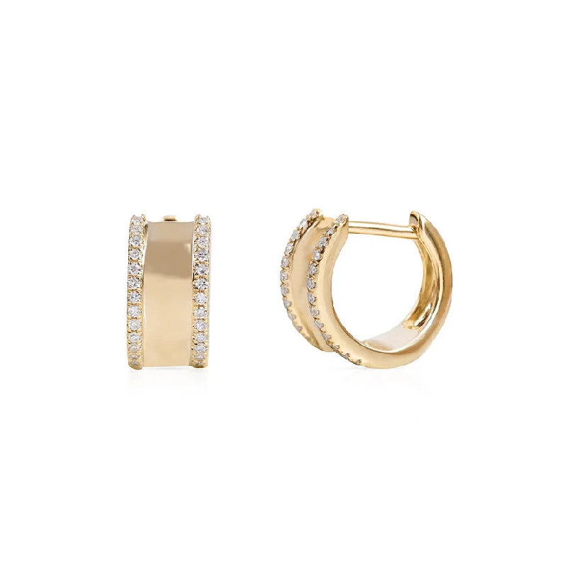 gold stud earrings for sensitive ears -BIANCA GOLD AND DIAMOND HUGGIES