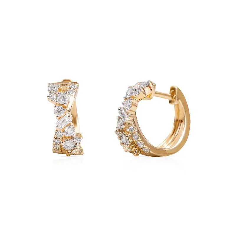 custom letter stud earrings for women -ELOISE DIAMOND TWIST HUGGIES