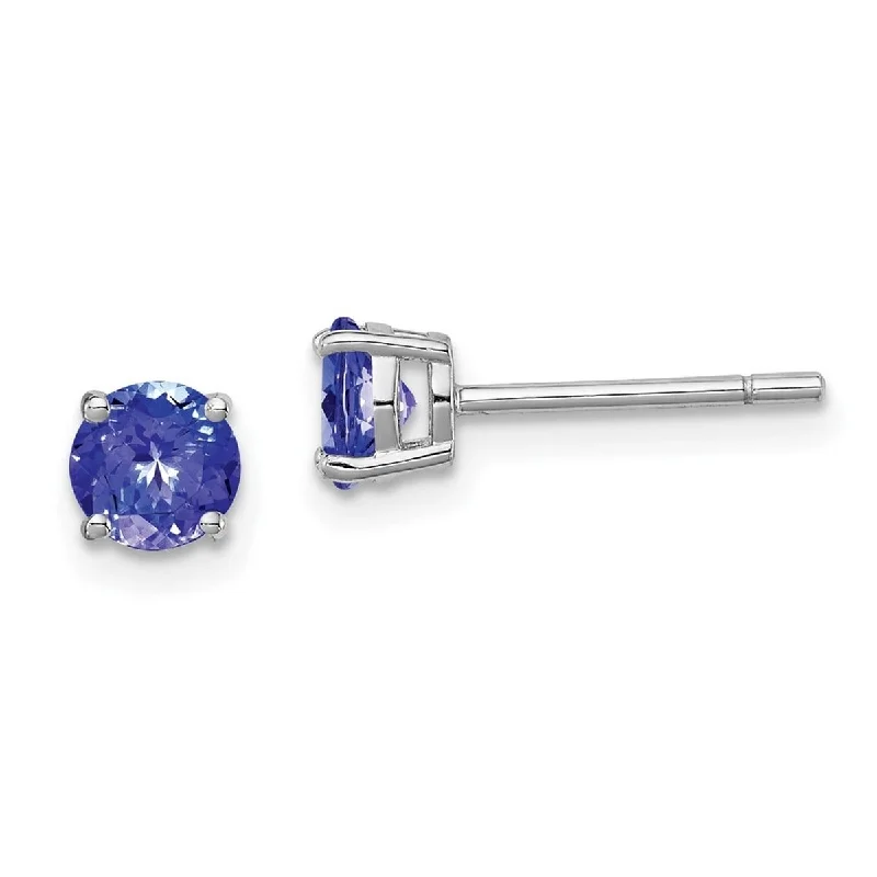 glittery stud earrings for parties -Curata 925 Sterling Silver Polished Round 5mm Tanzanite Stud Post Earrings